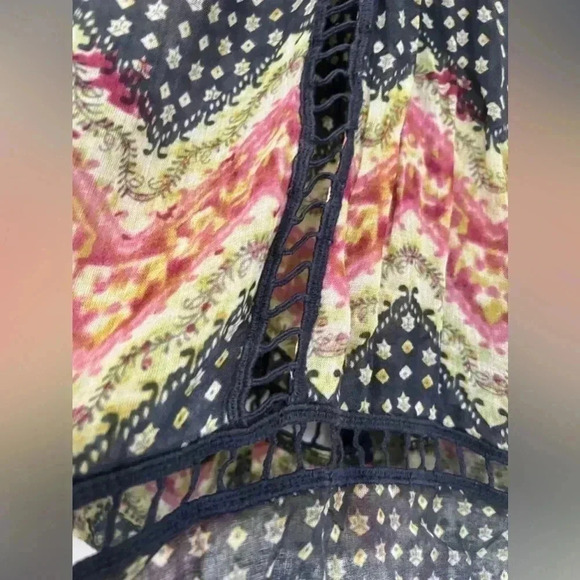 Free People One women’s long sleeves boho oversized  tye dye striped Top Sz S - Picture 5 of 16